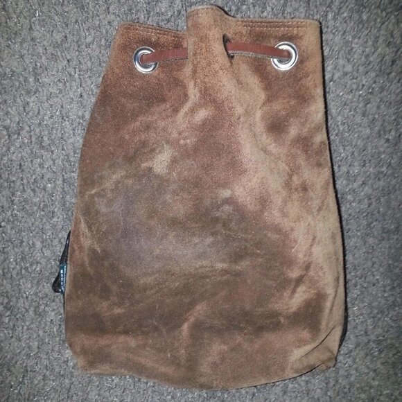 RUGBY-Chestnut Suede w/Leather Trim-Bucket/Shoulderbag - Picture 3 of 8